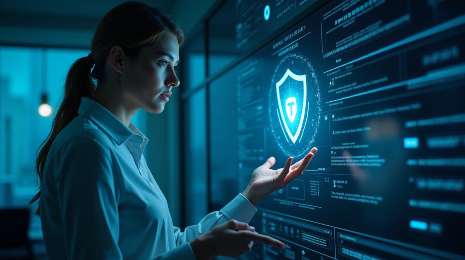 Cybersecurity leader reviewing NIS2 compliance dashboard